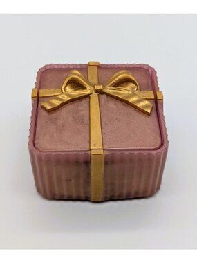 Pink & Gold Resin Gift Box With Bow Lid - Handmade Jewelry Organizer - 2.5"x2.5"
